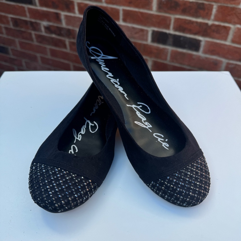 American Rag Black Suede Flats Fancy Toes US Size 7.5